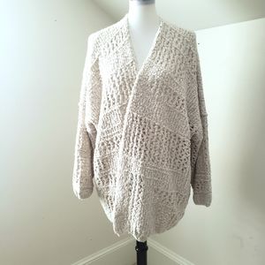 Free People Saturday Morning Crochet Oversized Cardigan in Ivory